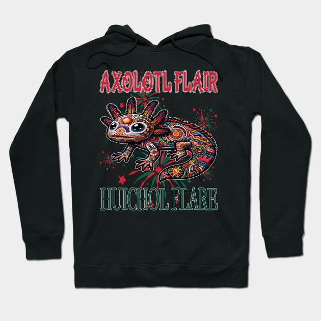 Axolotl Flair, Huichol Flare Hoodie by maknatess